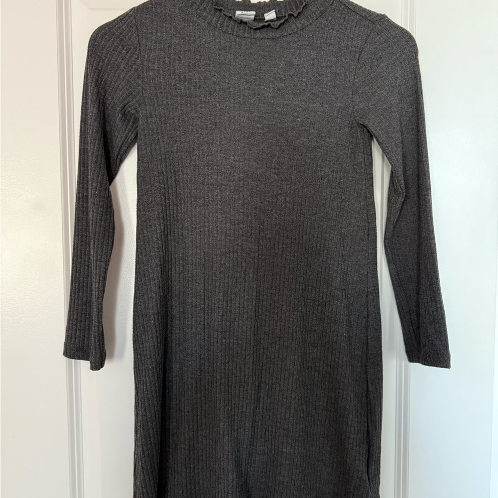 Girls Gap Gray Ribbed Long Sleeve Dress
